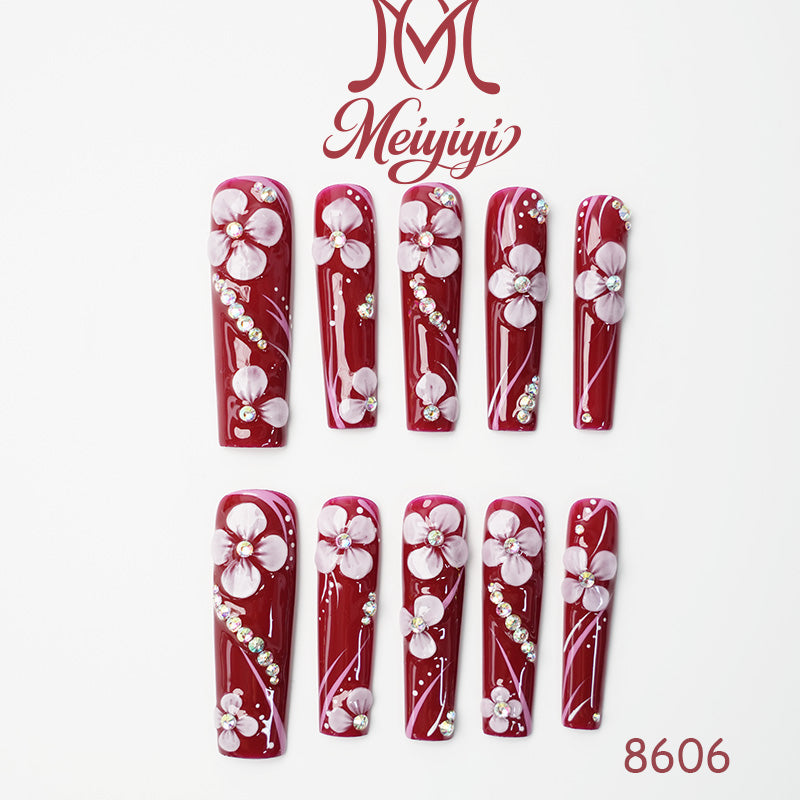 8606-MYY's designer original high-end design customized luxury hand-painted wearable nail art