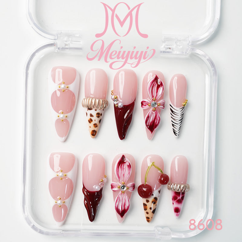 8608-MYY's designer original high-end design customized luxury hand-painted wearable nail art