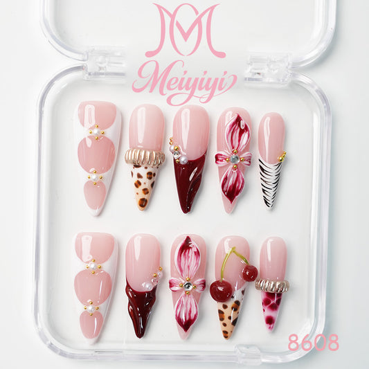 8608-MYY's designer original high-end design customized luxury hand-painted wearable nail art