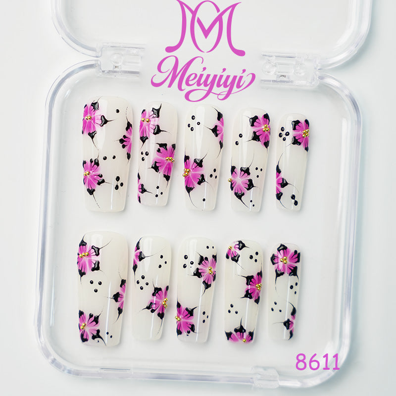 8611-MYY's designer original high-end design customized luxury hand-painted wearable nail art