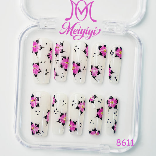 8611-MYY's designer original high-end design customized luxury hand-painted wearable nail art