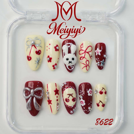 8622-MYY's designer original high-end design customized luxury hand-painted wearable nail art