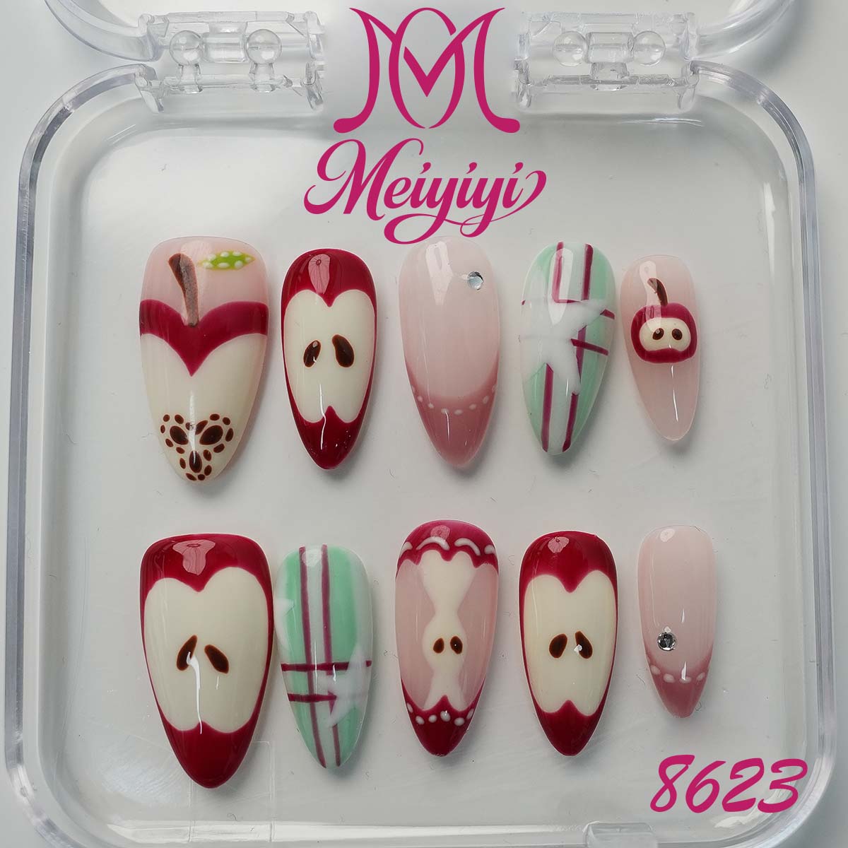 8623-MYY's designer original high-end design customized luxury hand-painted wearable nail art