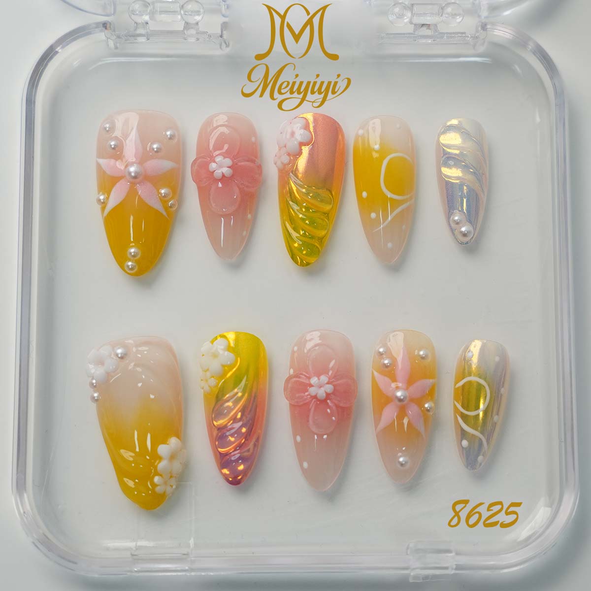 8625-MYY's designer original high-end design customized luxury hand-painted wearable nail art