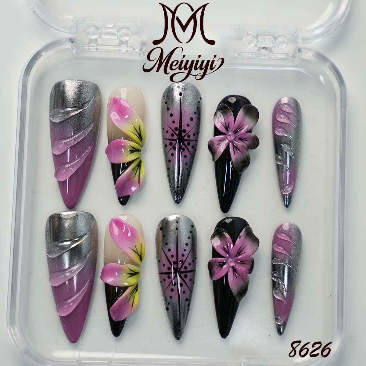 8626-MYY's designer original high-end design customized luxury hand-painted wearable nail art