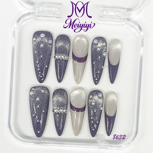 8632-MYY's designer original high-end design customized luxury hand-painted wearable nail art