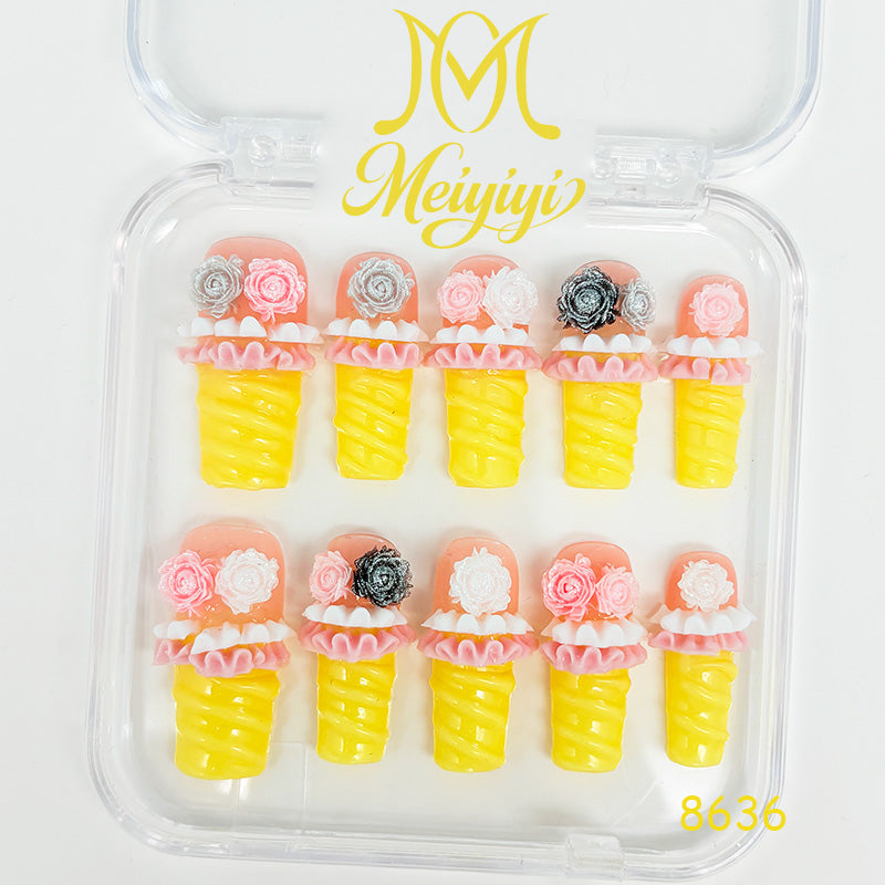 8636-MYY's designer original high-end design customized luxury hand-painted wearable nail art