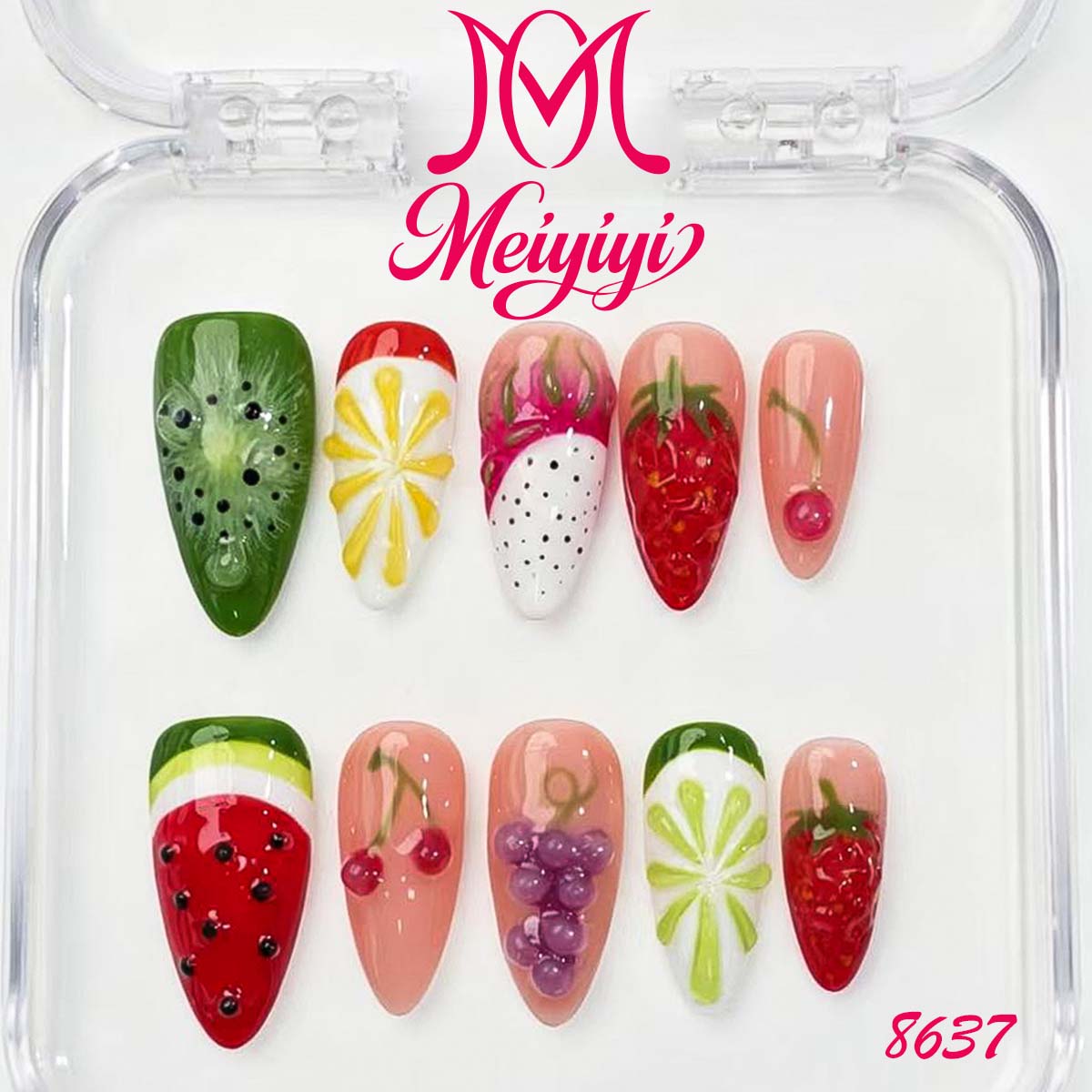 8637-MYY's designer original high-end design customized luxury hand-painted wearable nail art