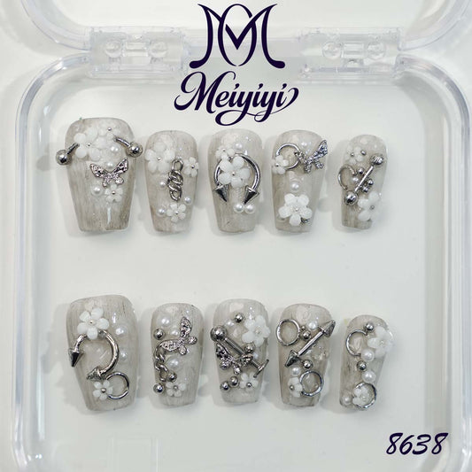 8638-MYY's designer original high-end design customized luxury hand-painted wearable nail art