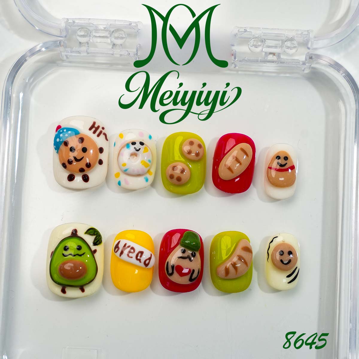 8645-MYY's designer original high-end design customized luxury hand-painted wearable nail art