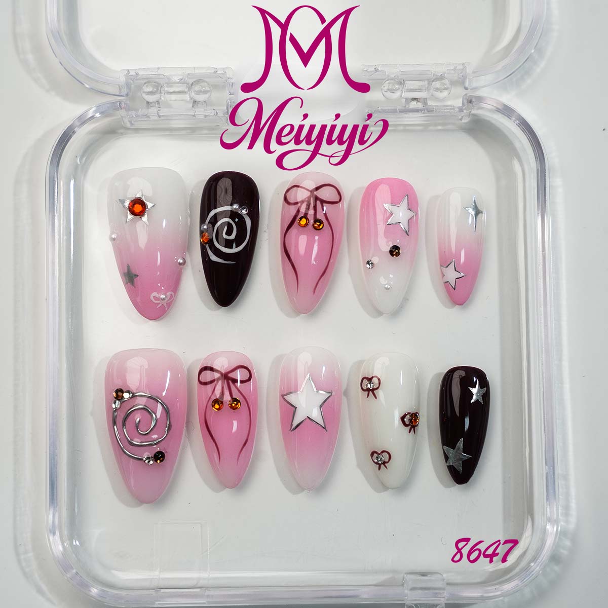 8647-MYY's designer original high-end design customized luxury hand-painted wearable nail art