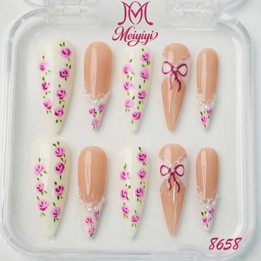 8658-MYY's designer original high-end design customized luxury hand-painted wearable nail art