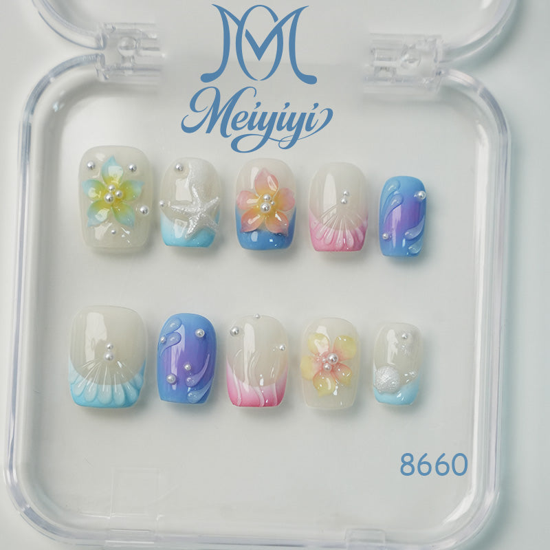 8660-MYY's designer original high-end design customized luxury hand-painted wearable nail art