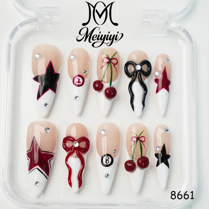 8661-MYY's designer original high-end design customized luxury hand-painted wearable nail art