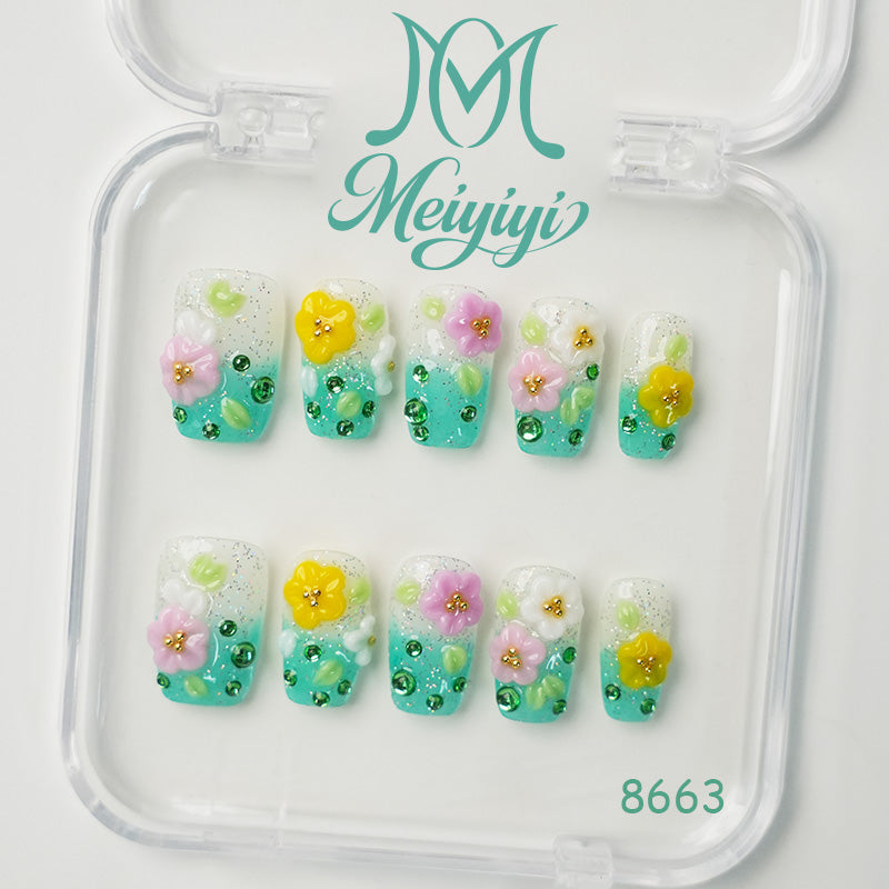 8663-MYY's designer original high-end design customized luxury hand-painted wearable nail art