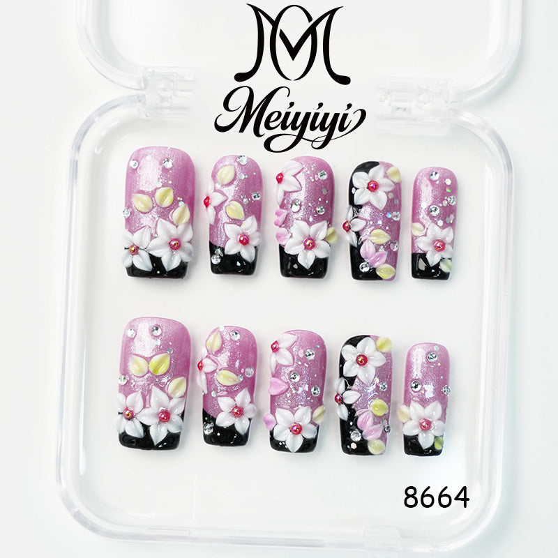 8664-MYY's designer original high-end design customized luxury hand-painted wearable nail art