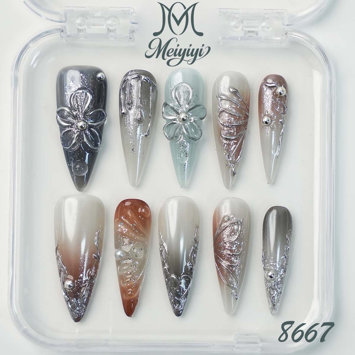 8667-MYY's designer original high-end design customized luxury hand-painted wearable nail art