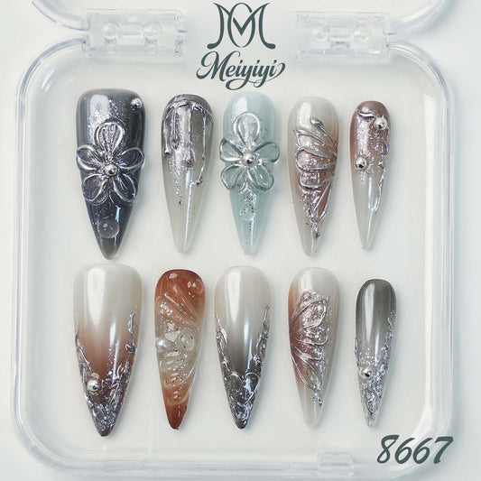 8667-MYY's designer original high-end design customized luxury hand-painted wearable nail art