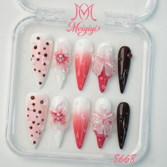 8668-MYY's designer original high-end design customized luxury hand-painted wearable nail art