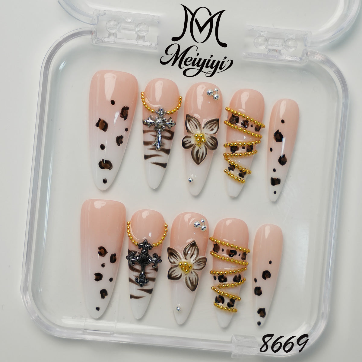 8669-MYY's designer original high-end design customized luxury hand-painted wearable nail art