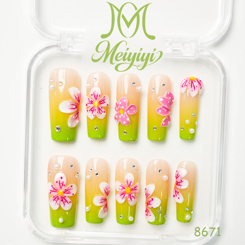 8671-MYY's designer original high-end design customized luxury hand-painted wearable nail art