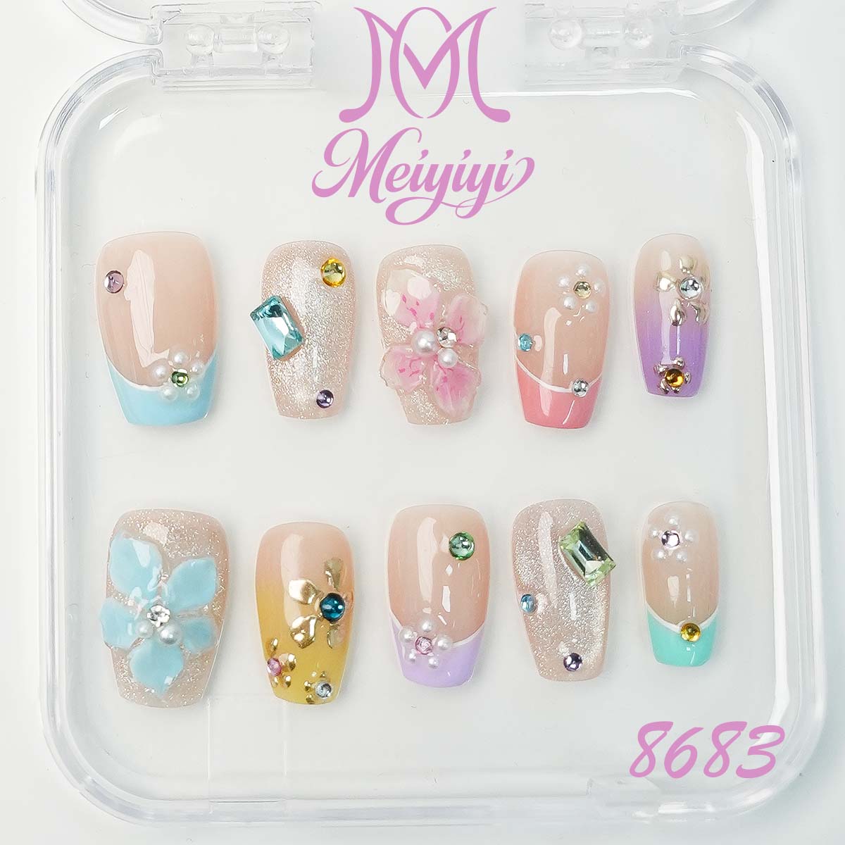 8683-MYY's designer original high-end design customized luxury hand-painted wearable nail art