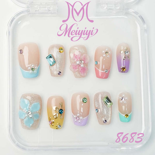 8683-MYY's designer original high-end design customized luxury hand-painted wearable nail art
