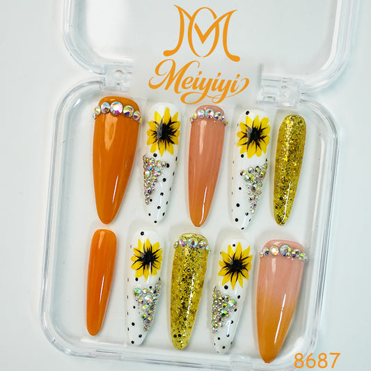 8687-MYY's designer original high-end design customized luxury hand-painted wearable nail art