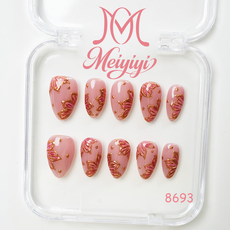 8693-MYY's designer original high-end design customized luxury hand-painted wearable nail art
