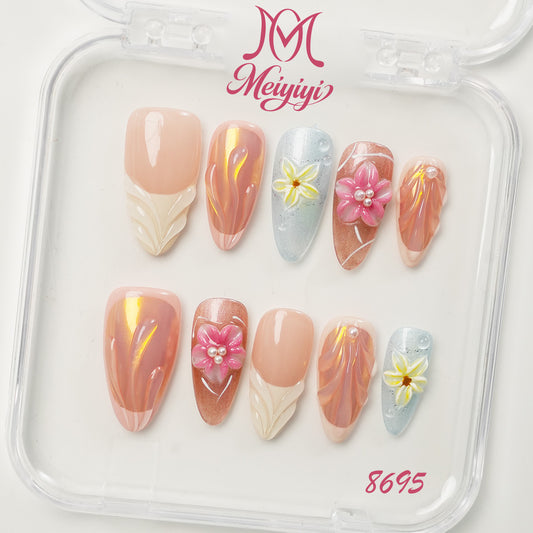 8695-MYY's designer original high-end design customized luxury hand-painted wearable nail art