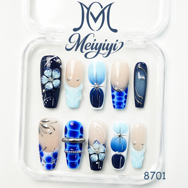 8701-MYY's designer original high-end design customized luxury hand-painted wearable nail art
