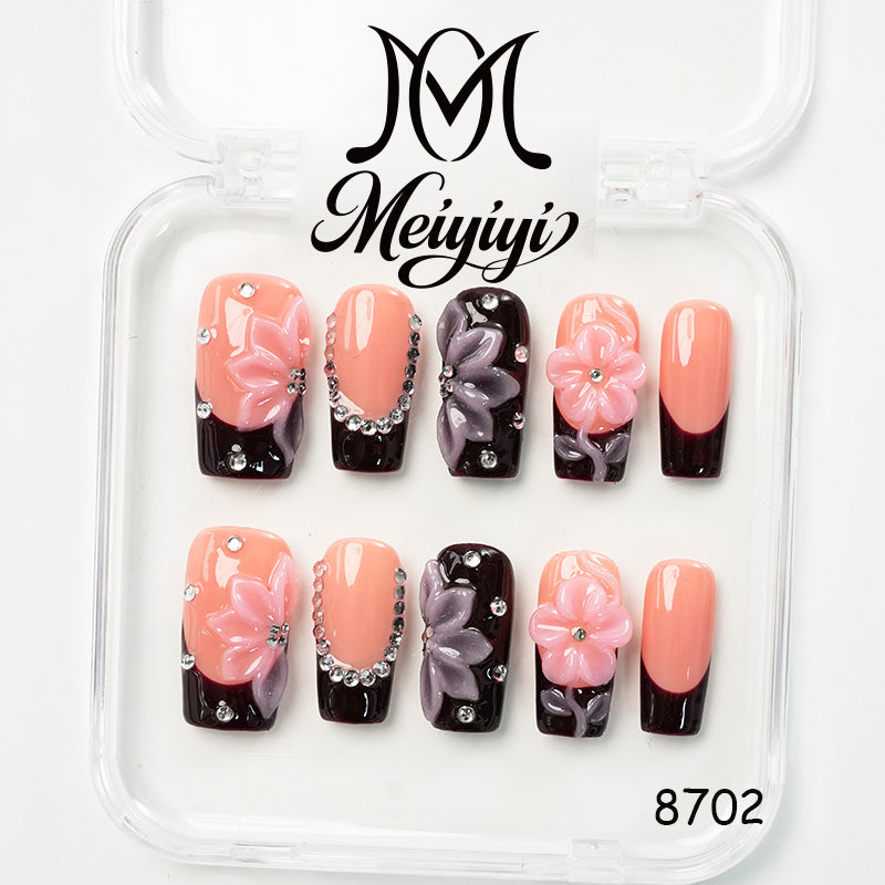 8702-MYY's designer original high-end design customized luxury hand-painted wearable nail art