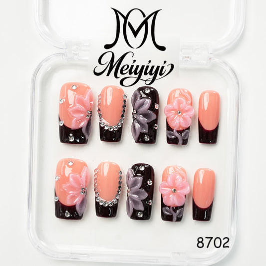 8702-MYY's designer original high-end design customized luxury hand-painted wearable nail art