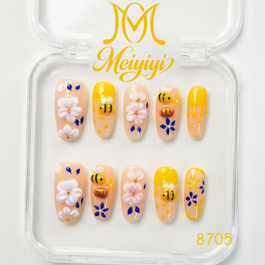 8705-MYY's designer original high-end design customized luxury hand-painted wearable nail art