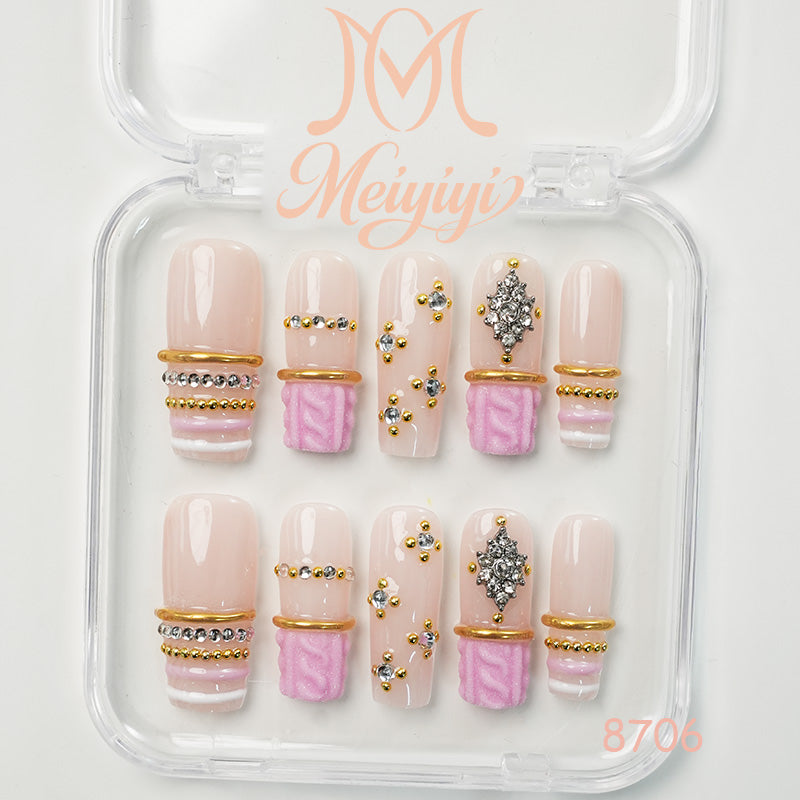 8706-MYY's designer original high-end design customized luxury hand-painted wearable nail art