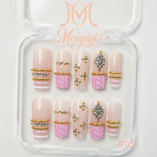 8706-MYY's designer original high-end design customized luxury hand-painted wearable nail art