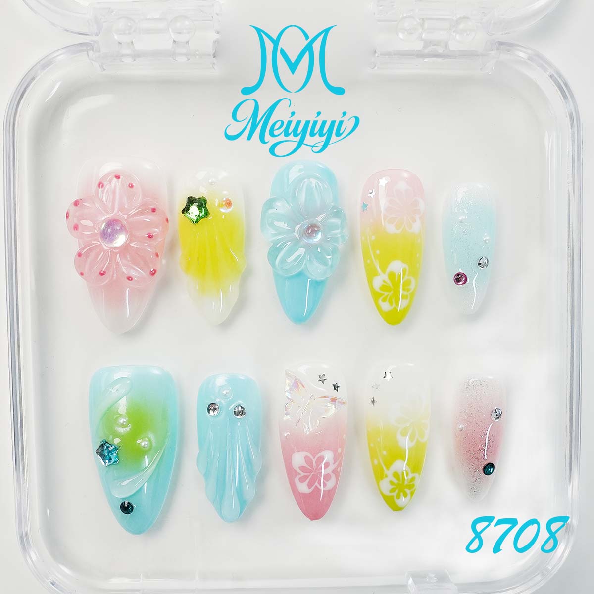 8708-MYY's designer original high-end design customized luxury hand-painted wearable nail art