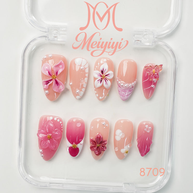 8709-MYY's designer original high-end design customized luxury hand-painted wearable nail art