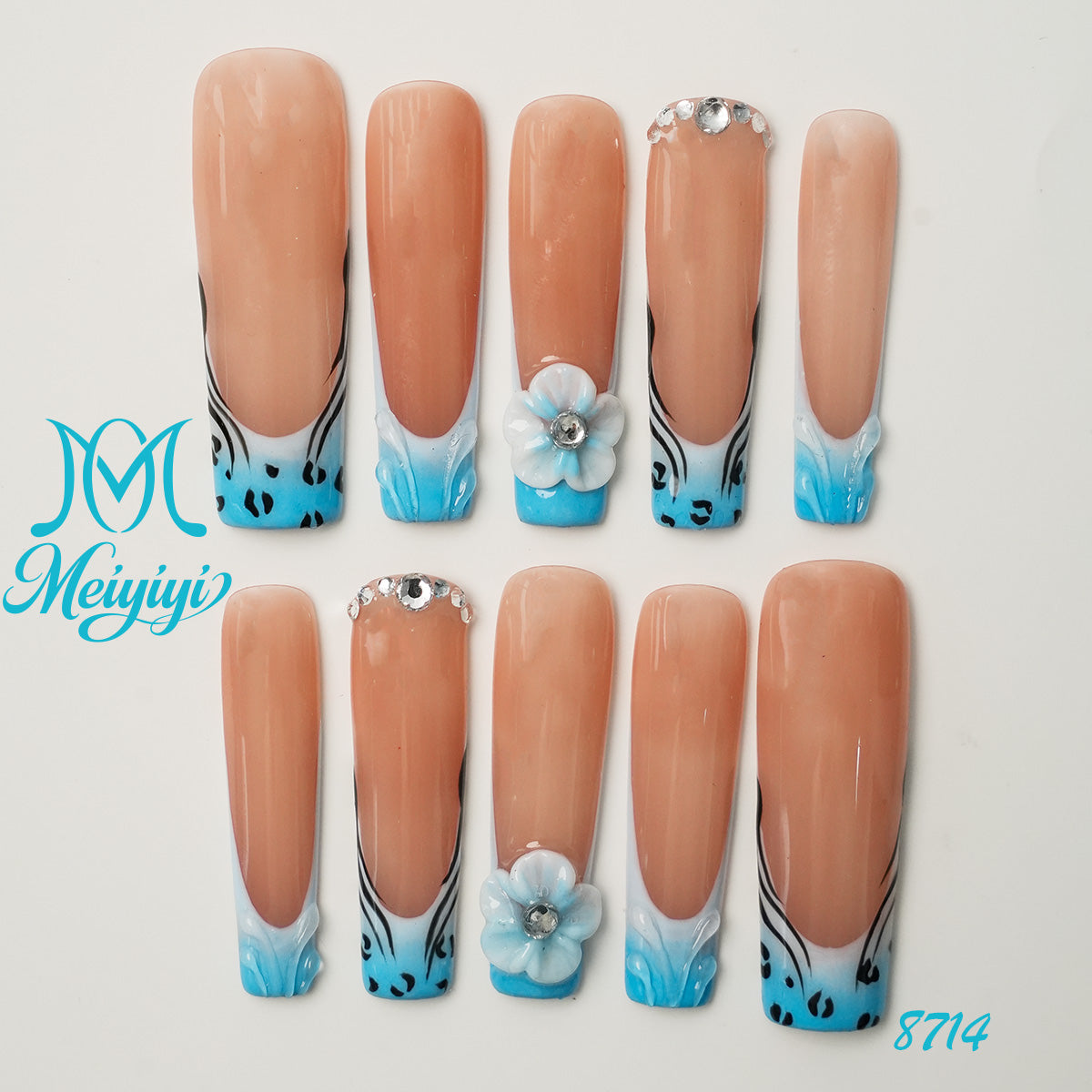 8714-MYY's designer original high-end design customized luxury hand-painted wearable nail art