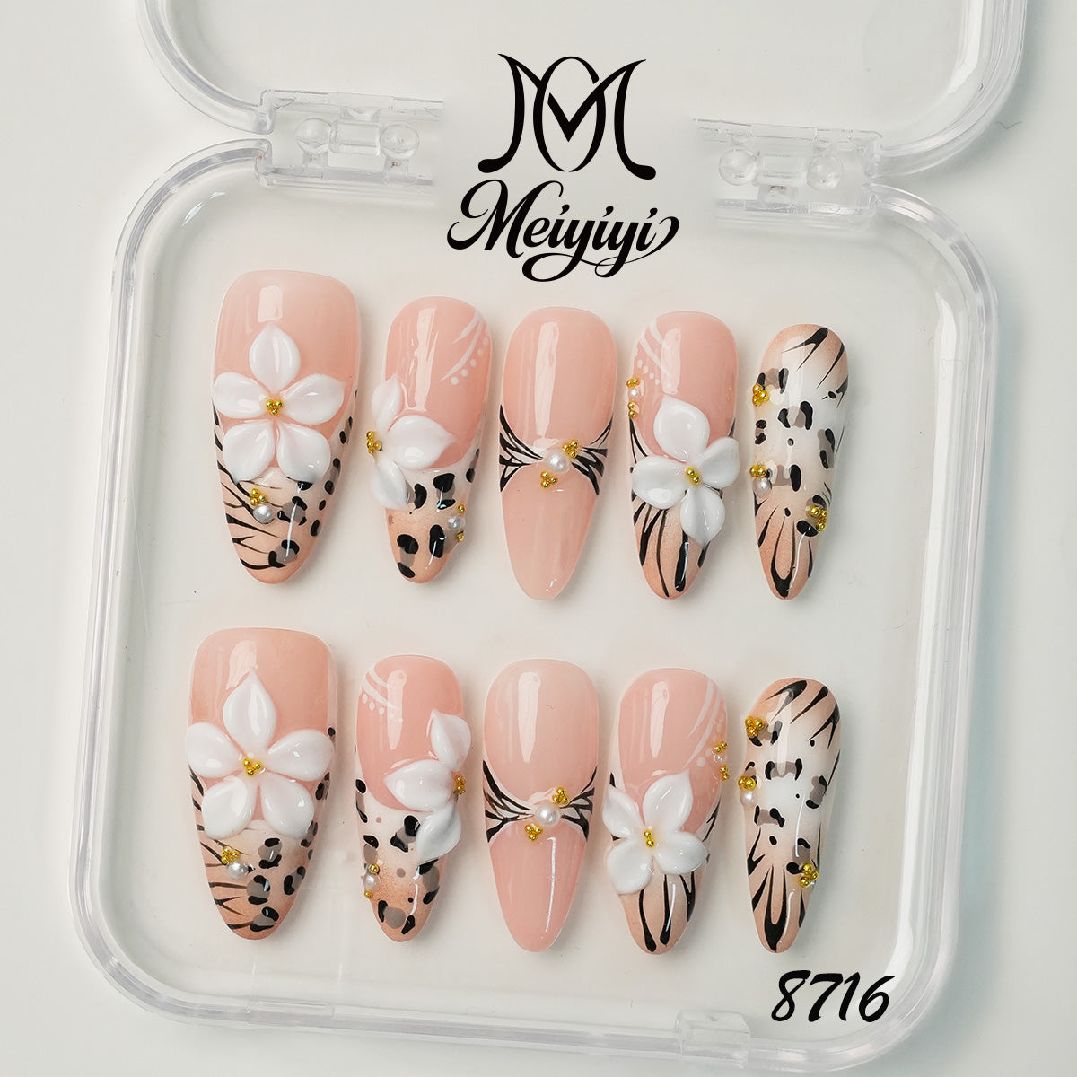 8716-MYY's designer original high-end design customized luxury hand-painted wearable nail art