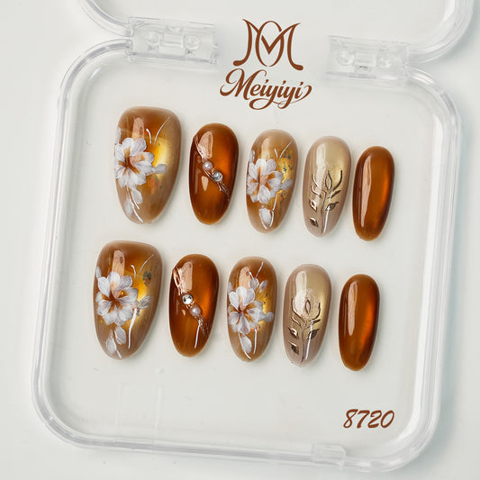 8720-MYY's designer original high-end design customized luxury hand-painted wearable nail art