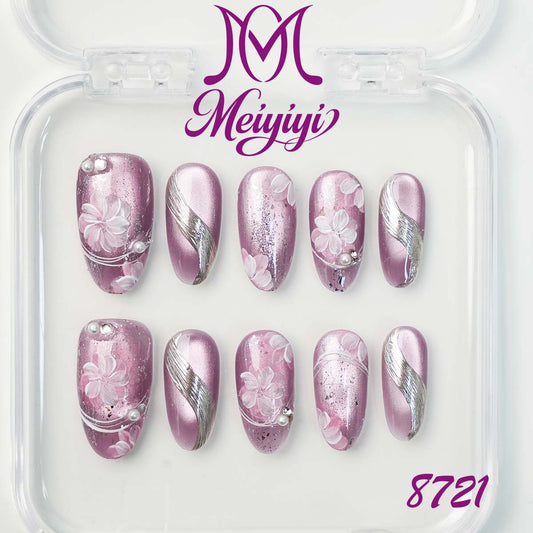 8721-MYY's designer original high-end design customized luxury hand-painted wearable nail art