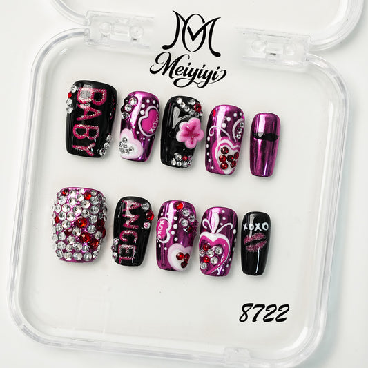 8722-MYY's designer original high-end design customized luxury hand-painted wearable nail art