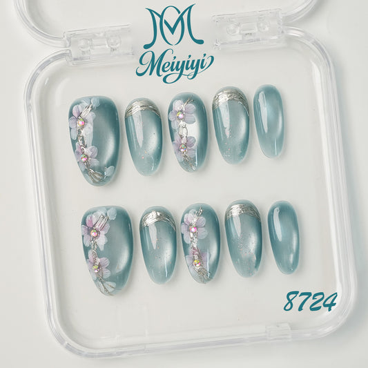 8724-MYY's designer original high-end design customized luxury hand-painted wearable nail art