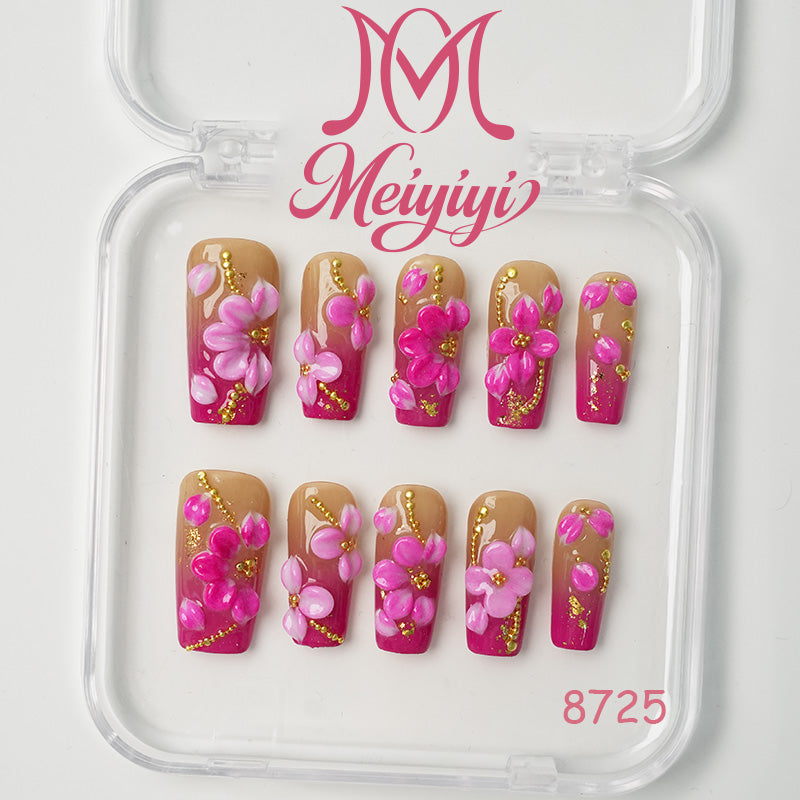 8725-MYY's designer original high-end design customized luxury hand-painted wearable nail art