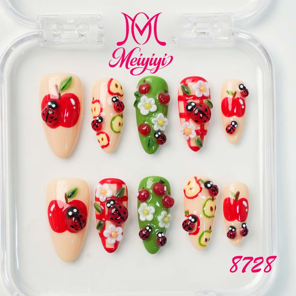 8728-MYY's designer original high-end design customized luxury hand-painted wearable nail art