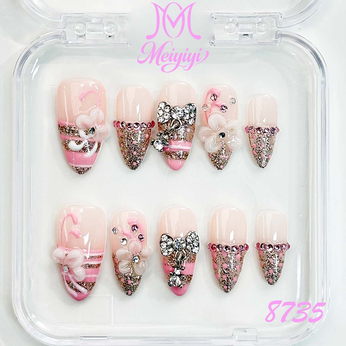 8735-MYY's designer original high-end design customized luxury hand-painted wearable nail art