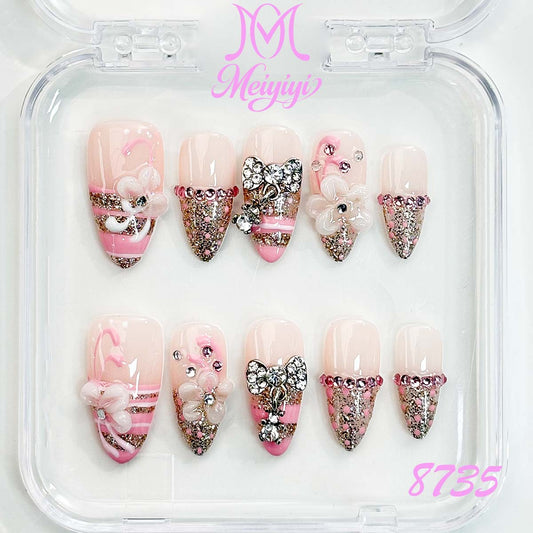 8735-MYY's designer original high-end design customized luxury hand-painted wearable nail art