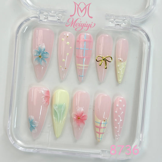 8736-MYY's designer original high-end design customized luxury hand-painted wearable nail art