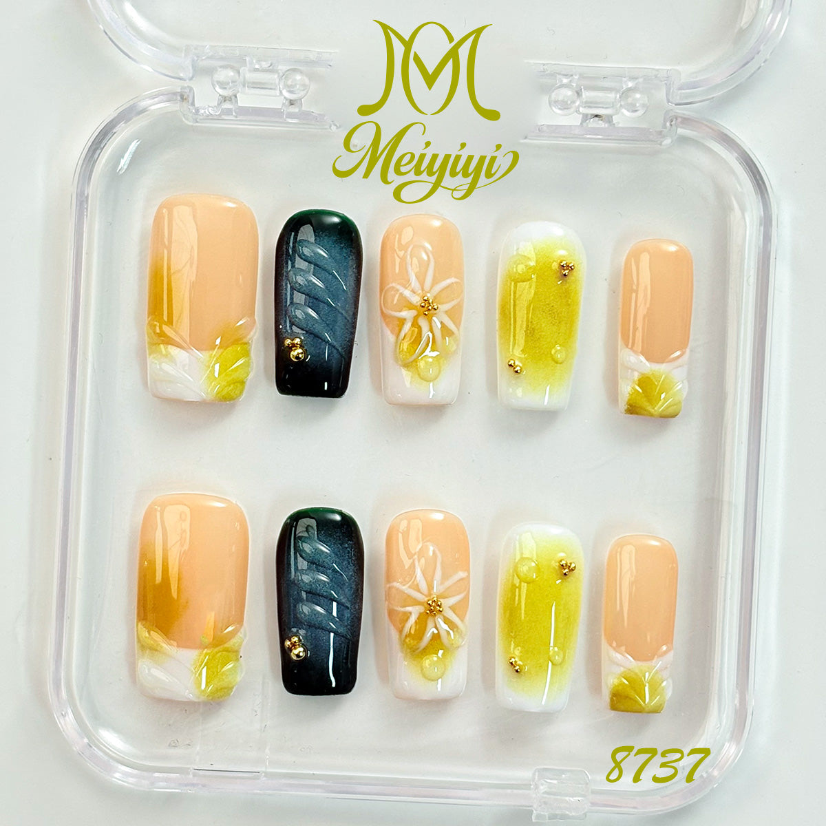 8737-MYY's designer original high-end design customized luxury hand-painted wearable nail art